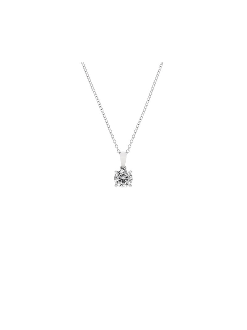 Cheté Sterling Silver Cubic Zirconia Classic Solitaire Pendant Necklace