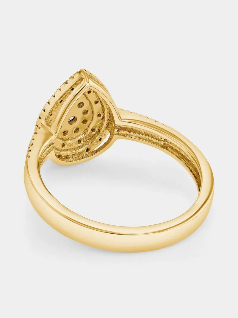 Yellow Gold 0.25ct Diamond Pear Double Halo Multi-Stone Ring