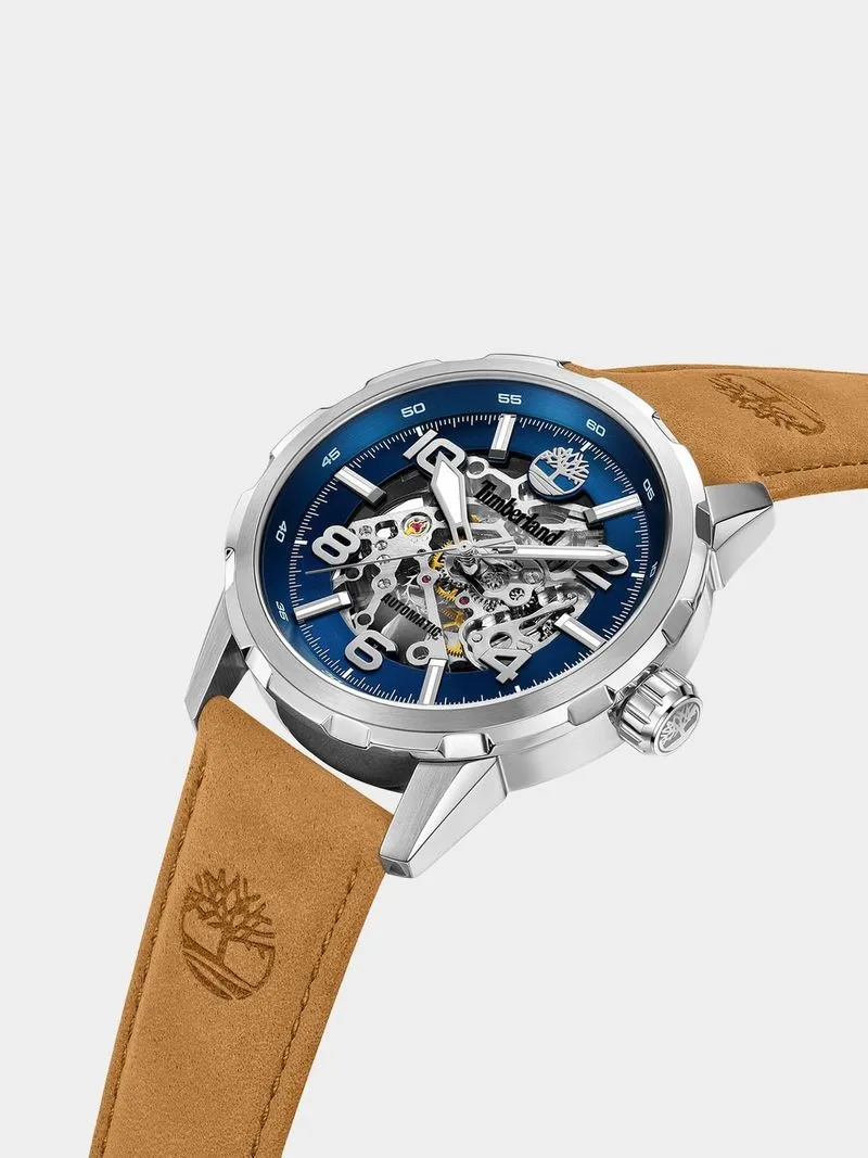 Timberland Montville Stainless Steel Blue Dial Tan Leather Automatic Watch