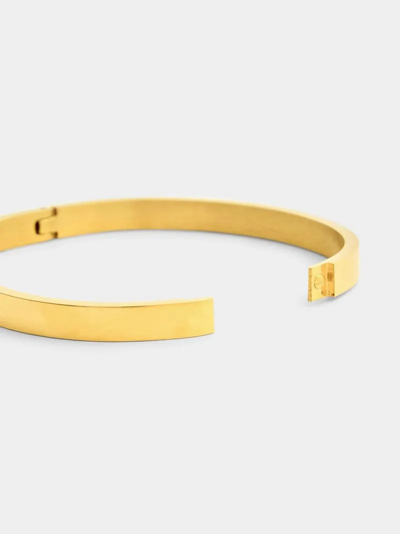 18ct Gold Plated Waterproof Stainless Steel 8mm Hinged Bangle