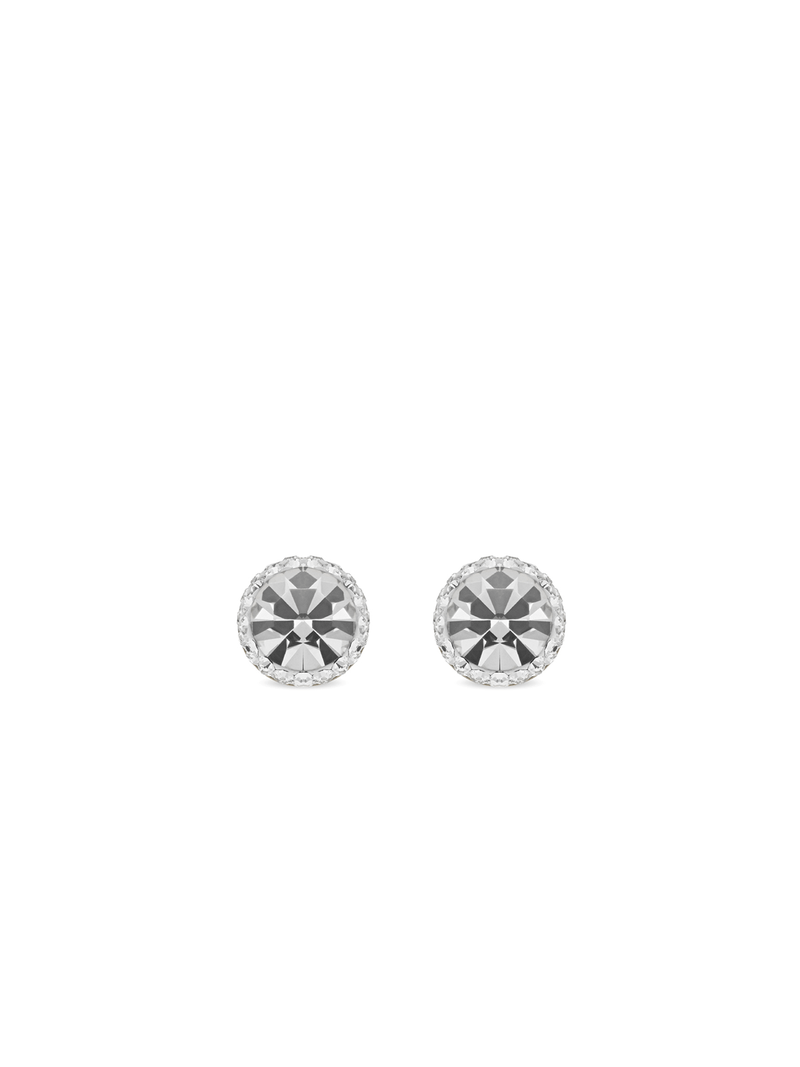 Sterling Silver & Yellow Gold, Crystal Halo Stud Earrings