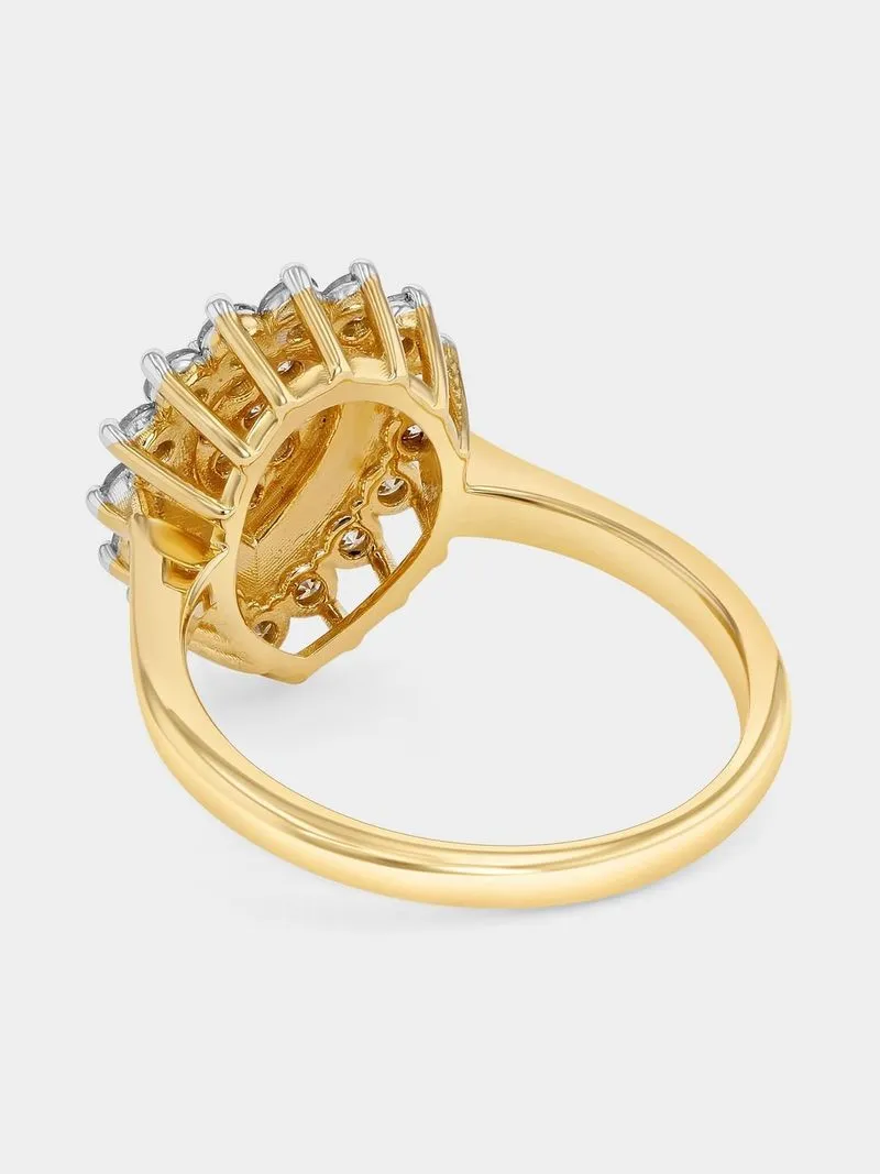 Yellow Gold 0.86ct Diamond Pear Cluster Ring