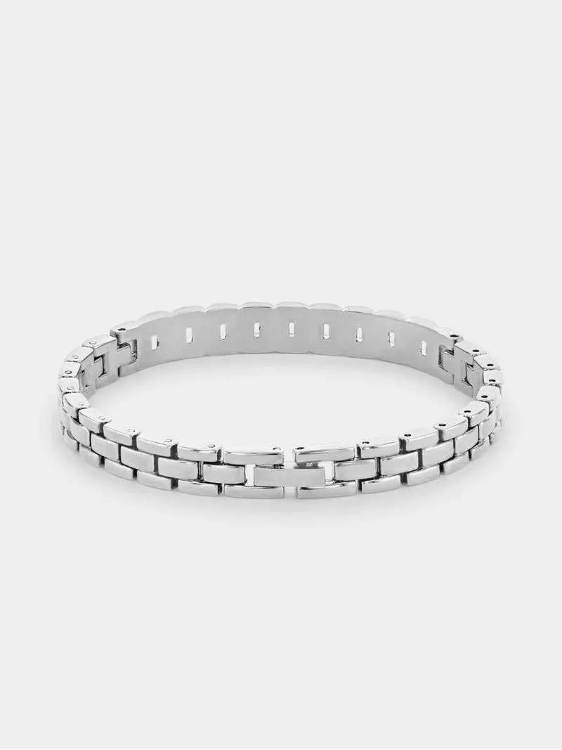 Tempo Silver Plated Rectangle Bracelet Watch & Bracelet Set