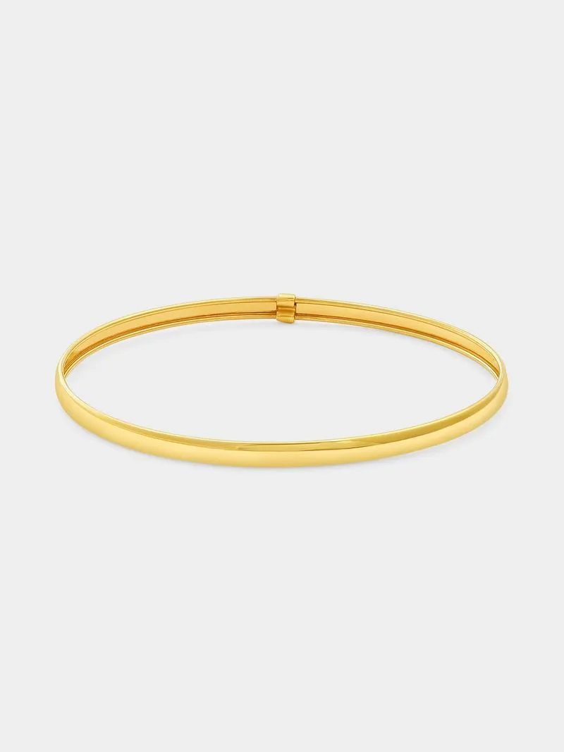 Yellow Gold & Sterling Silver C-Shaped Bangle