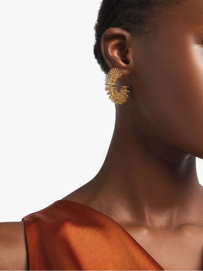 Stainless Steel 18ct Gold Plated Waterproof Statement Spring Hoops