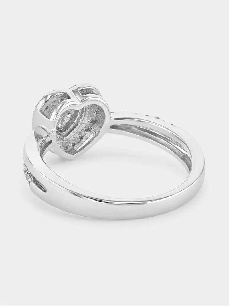 Rose Gold & Sterling Silver Lab Grown Diamond Heart Halo Ring