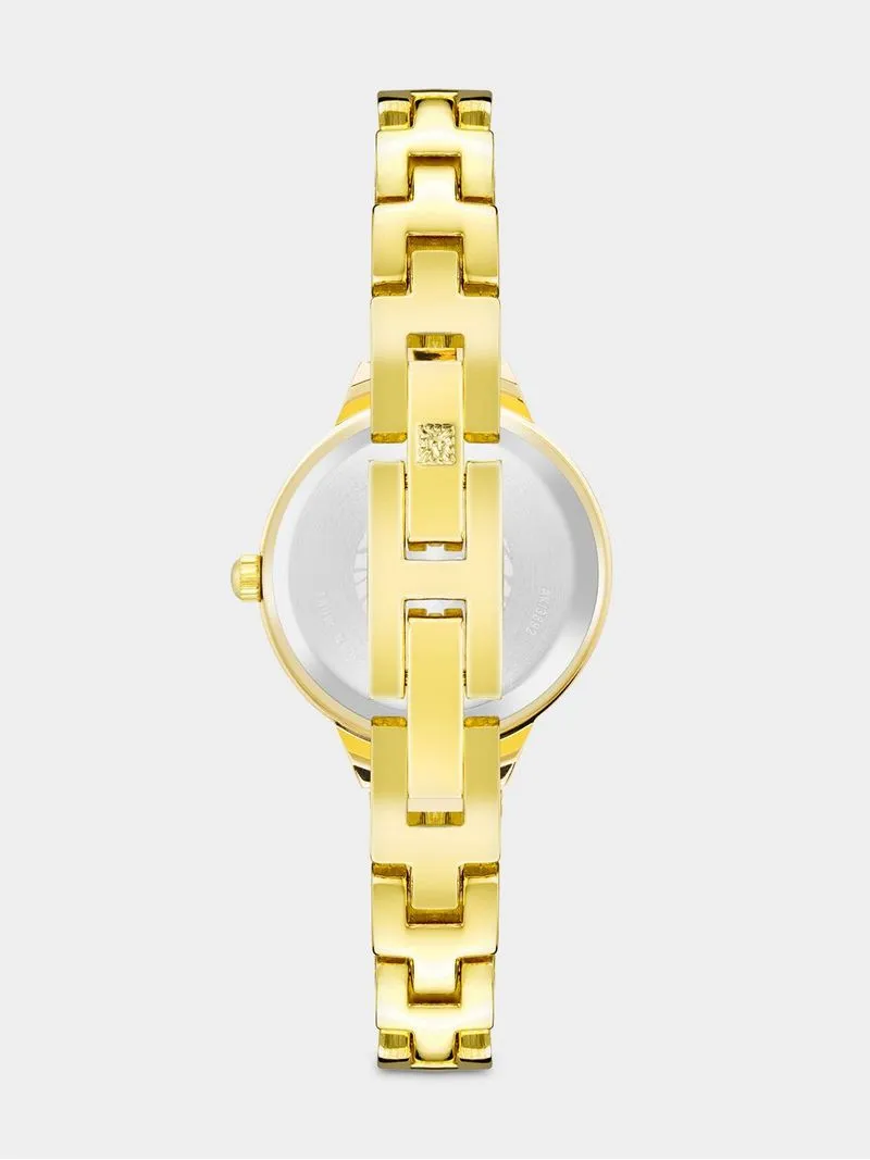 Anne Klein Gold Plated Black Dial Bracelet Watch