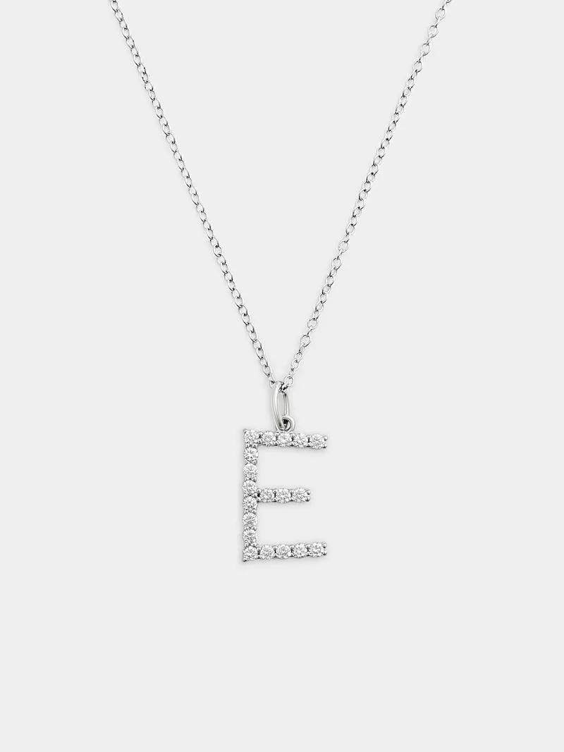 Cheté Sterling Silver Cubic Zirconia “E” Initial Pendant