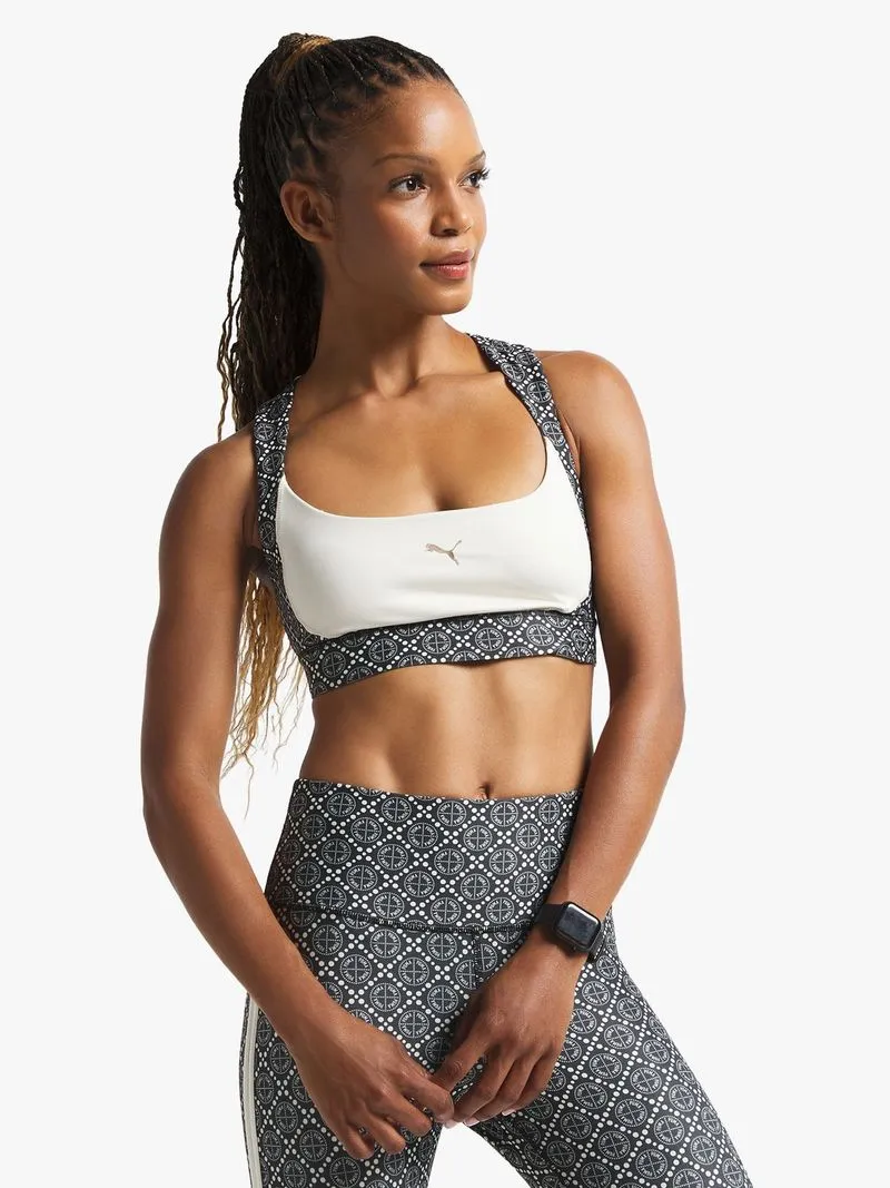 Womens Puma Logo Love Medium Impact Stone/Black Bra