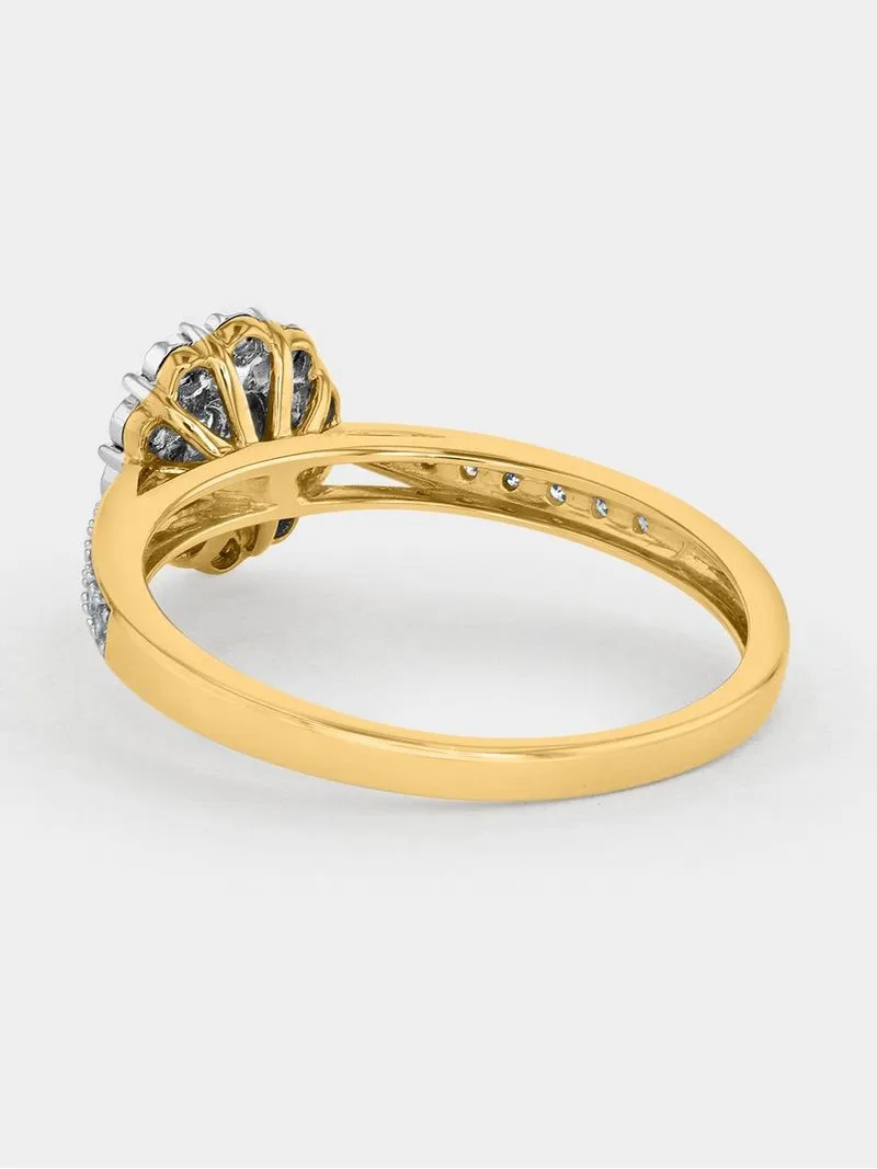 Yellow Gold 0.15ct Diamond Round Cluster Ring