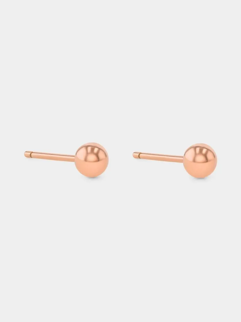 Rose Gold Plated Sterling Silver Ball Stud Earrings