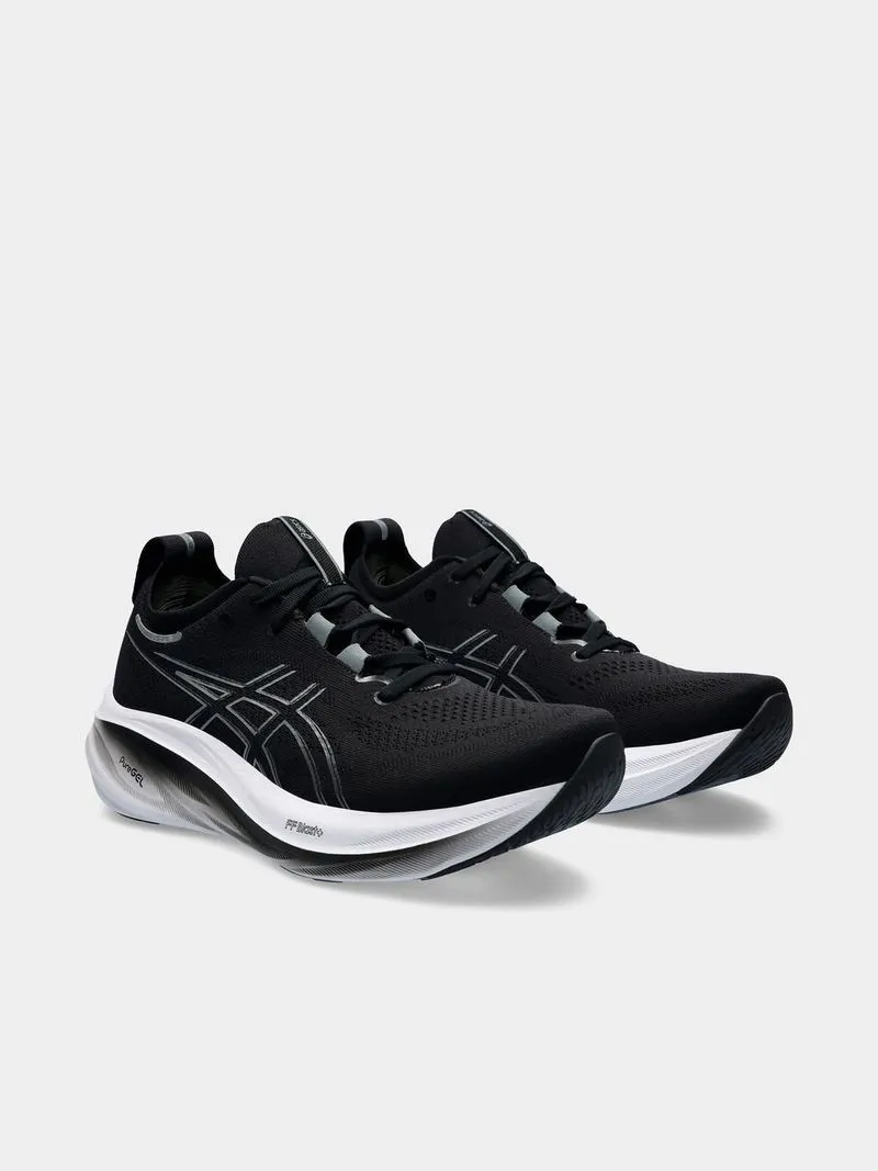 Mens Asics Gel-Nimbus 26 Wide Black/White Running Shoes