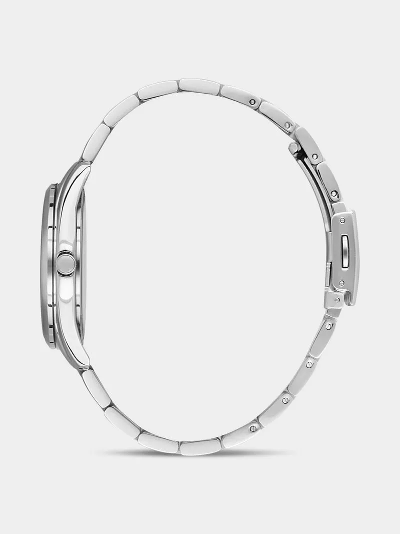 Daniel Klein Silver Plated Green Dial Stainless Steel Bracelet Watch