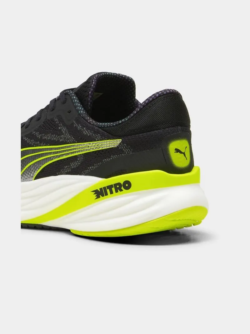 Mens Puma Magnify Nitro 2 Black/Lime Running Shoes