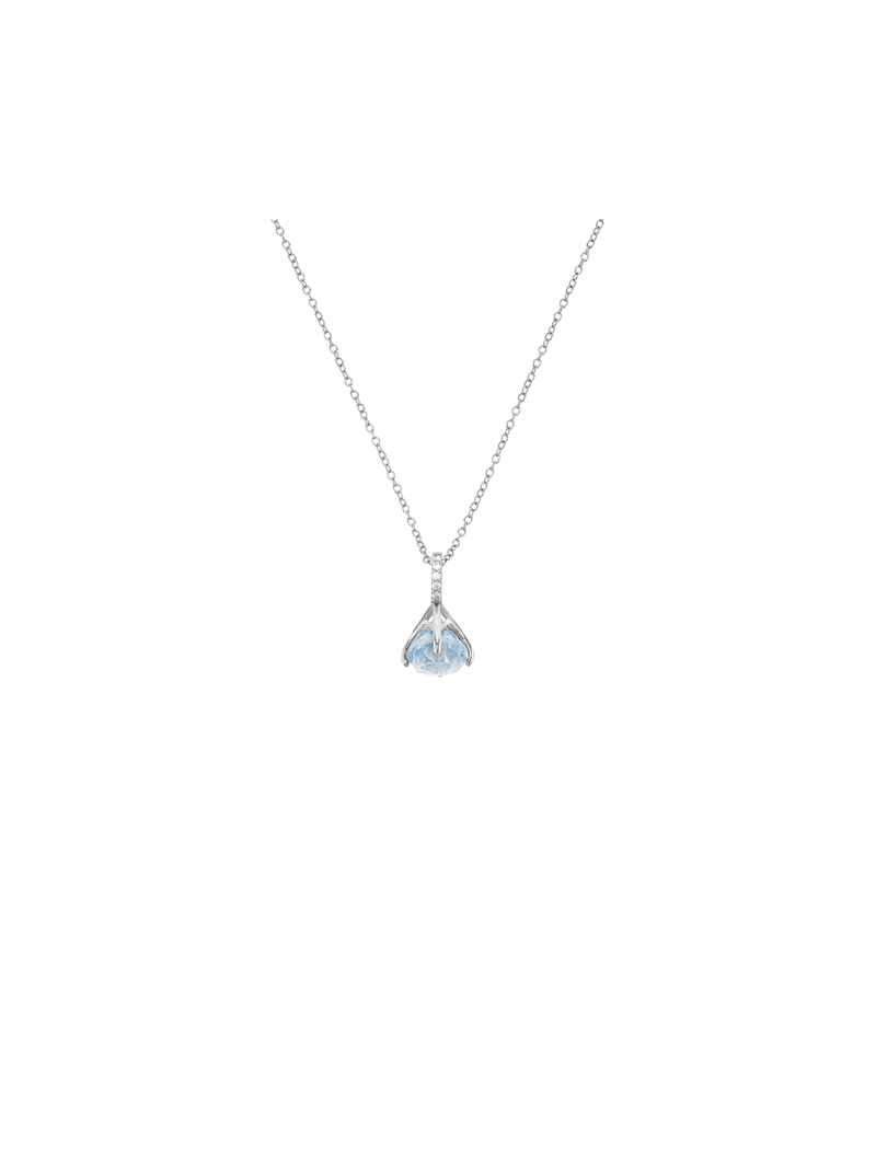 Sterling Silver Aquamarine Cubic Zirconia Iconic Women’s Pendant