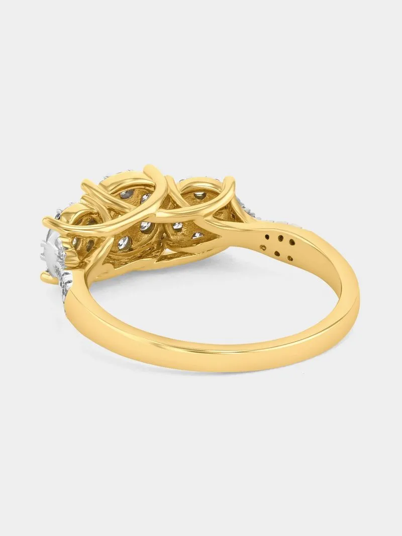 Yellow Gold 0.50ct Diamond Multi-Stone Trilogy Ring