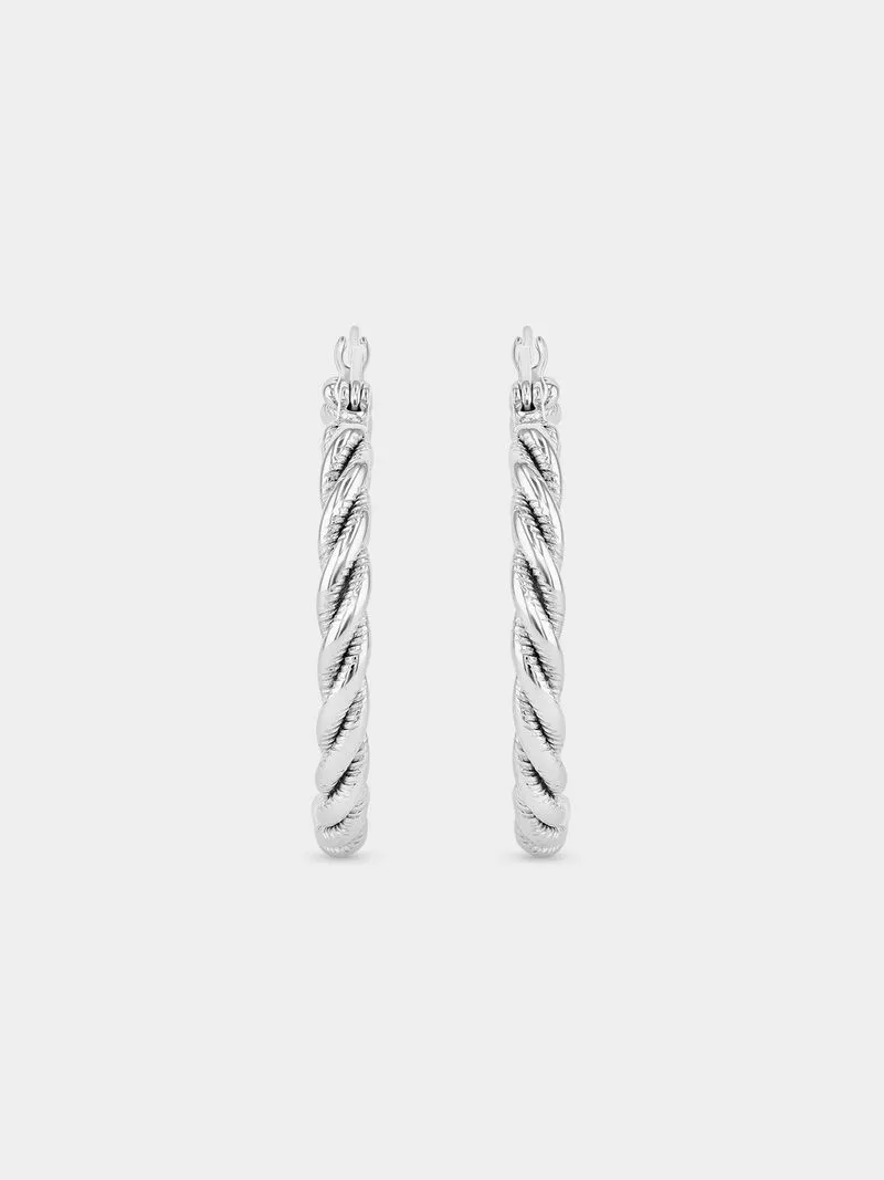 Tempo Jewellery Stainless Steel Twisted Hoop Earrings