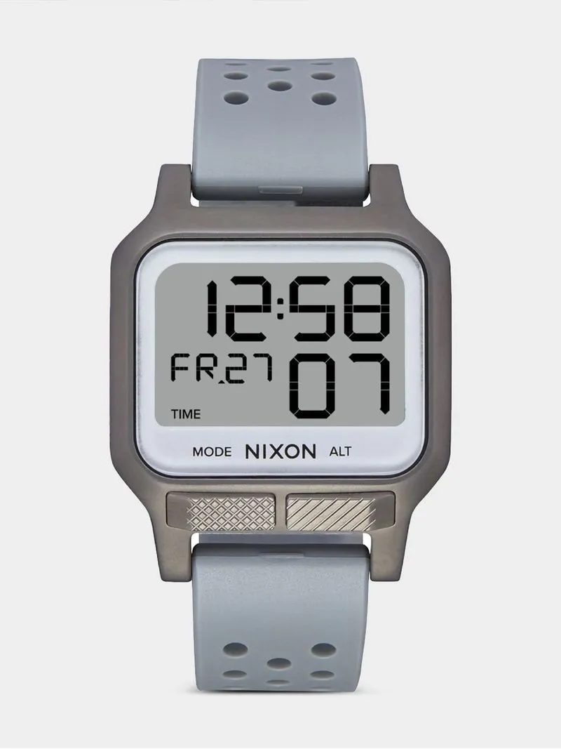 Nixon Men's Heat Gunmetal Positive Plated Digital Silicone Watch