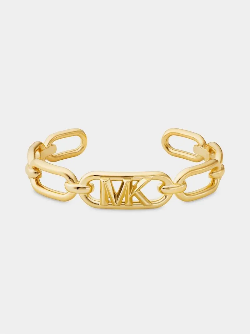 Michael Kors MK Statement Link Collection Gold Plated Frozen Empire Link Cuff Bangle