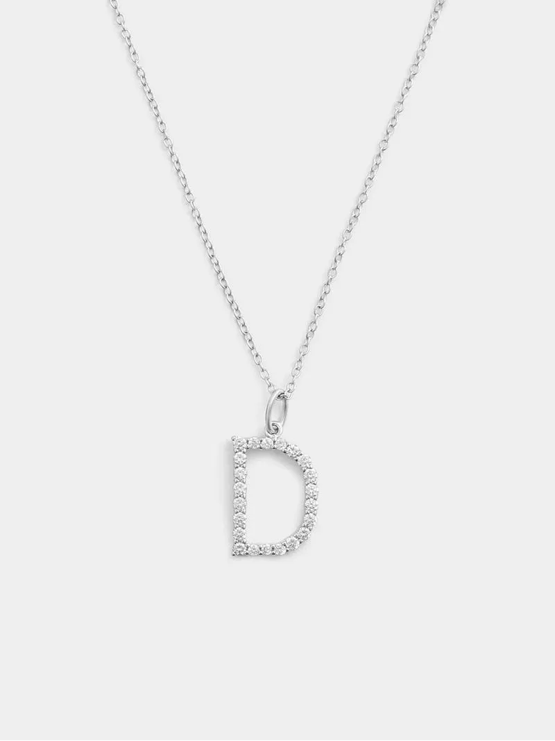 Cheté Sterling Silver Cubic Zirconia “D” Initial Pendant