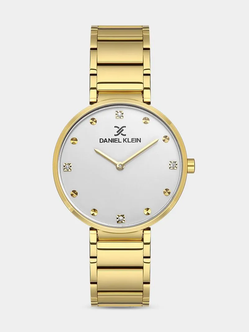 Daniel Klein Gold Plated Silver Tone Dial Bracelet Watch