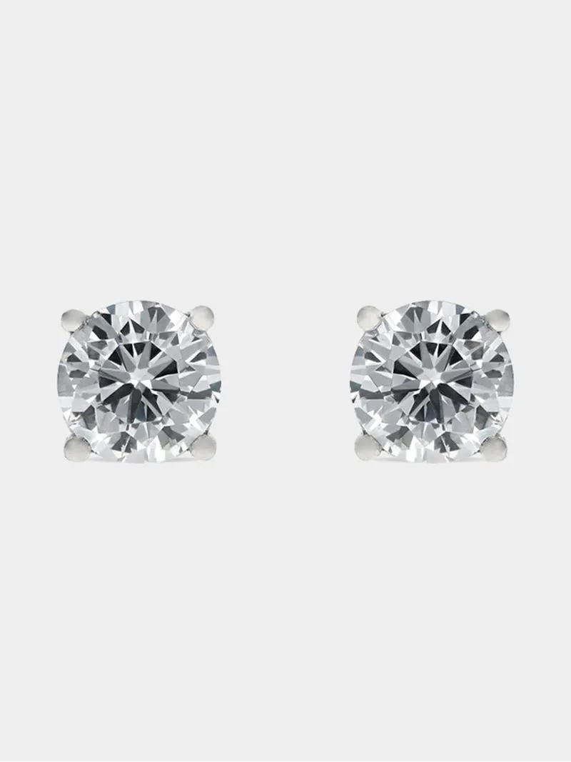 Cheté Sterling Silver & Round Cubic Zirconia Stud Earrings