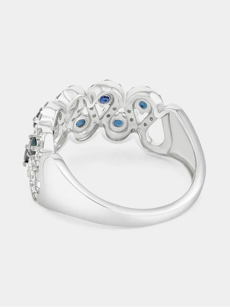 White Gold 0.25ct Diamond & Created Blue Sapphire Starry Night Ring
