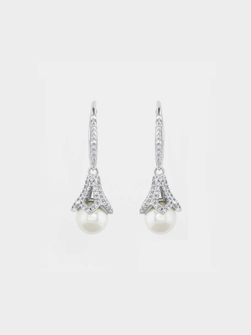 Cheté Sterling Silver Pearl & Cubic Zirconia Women’s Fairy Drop Earrings