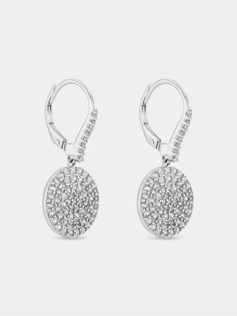 Cheté Sterling Silver Cubic Zirconia Pavé Disc Drop Earrings