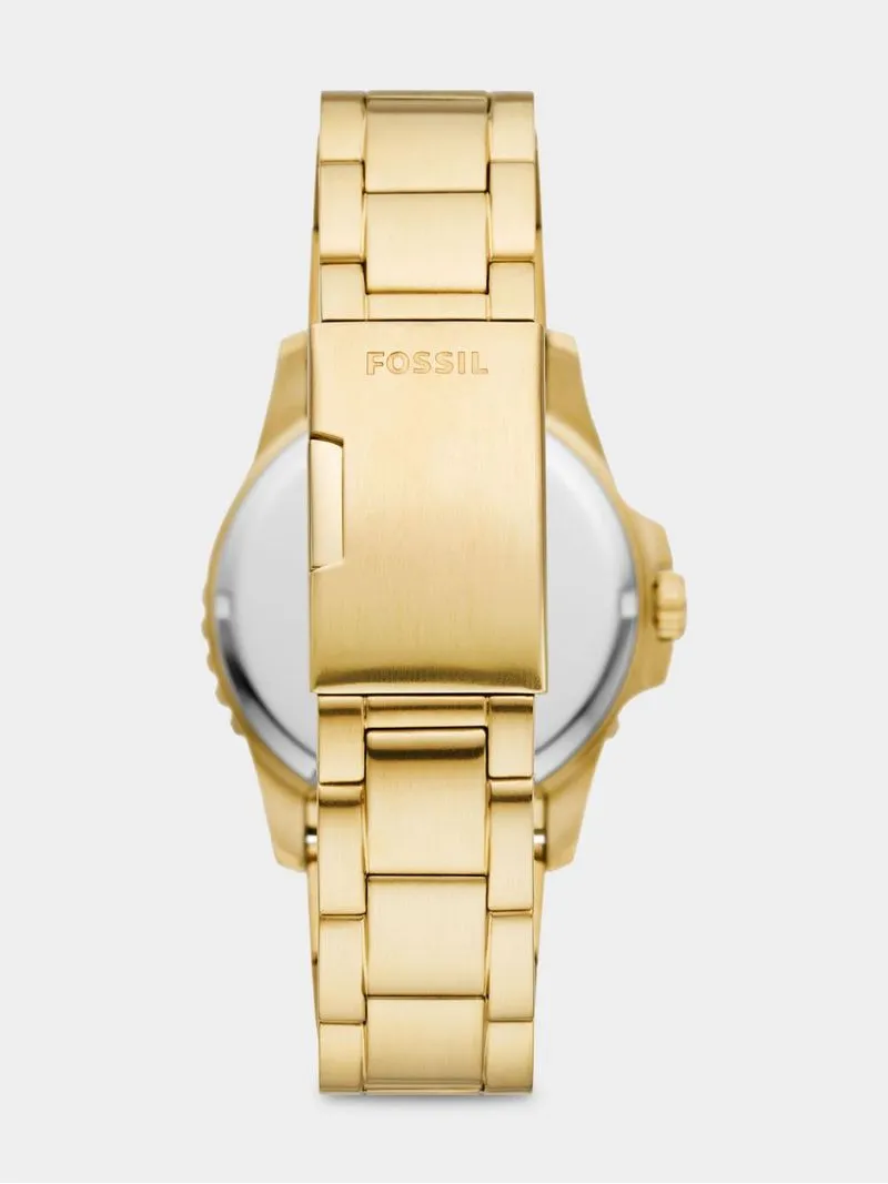 Fossil Blue Gold Plated Stainless Steel Green Dial Bracelet Watch