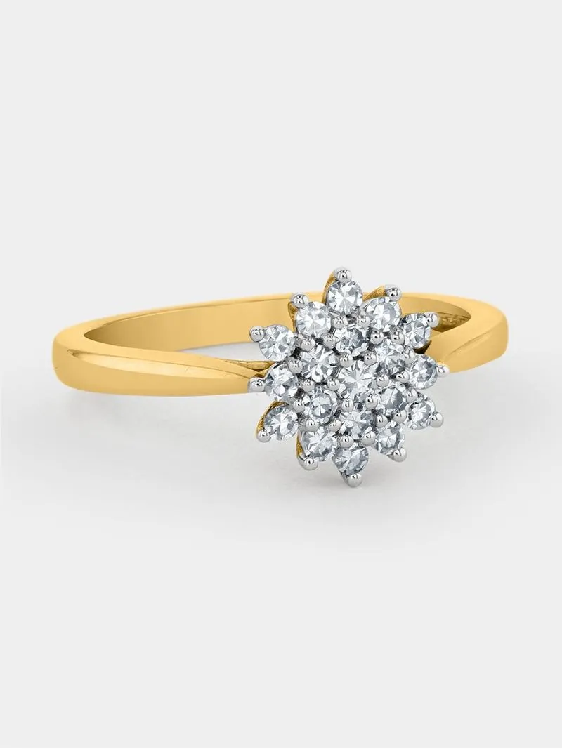 Yellow Gold 0.16ct Diamond Starburst Ring