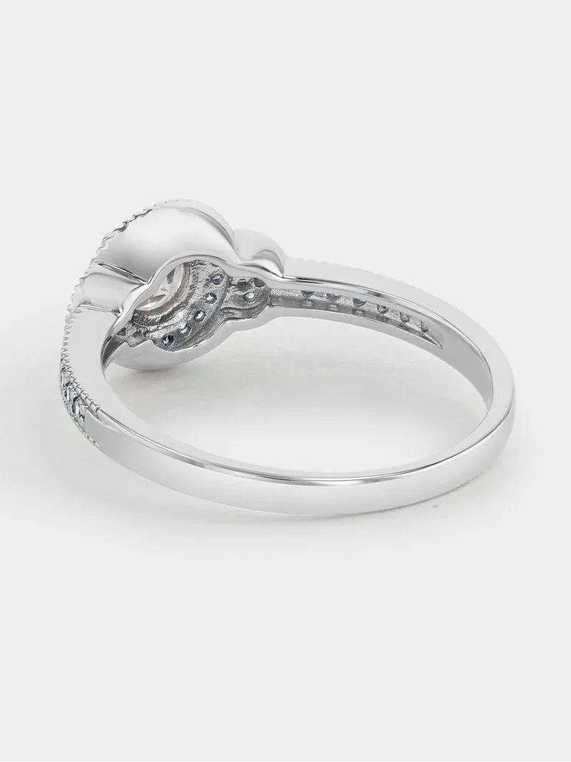 Cheté Sterling Silver Cubic Zirconia Women’s Round Vintage-Style Halo Ring
