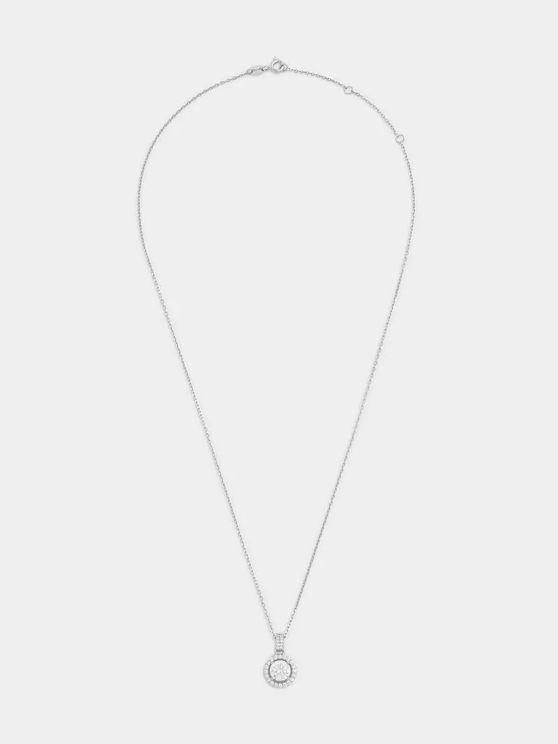 Sterling Silver Cubic Zirconia Round Halo Pendant