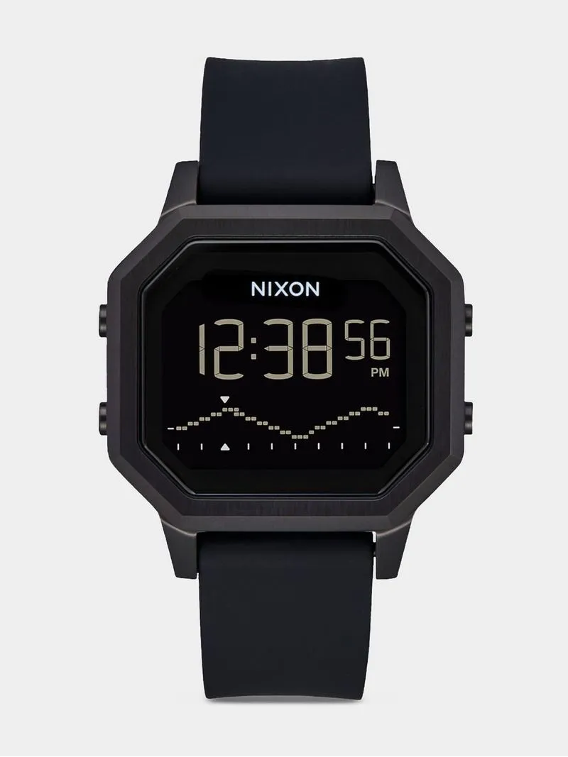 Nixon Women's Siren Stainless Steel All Black Plated Digital Silicone Watch
