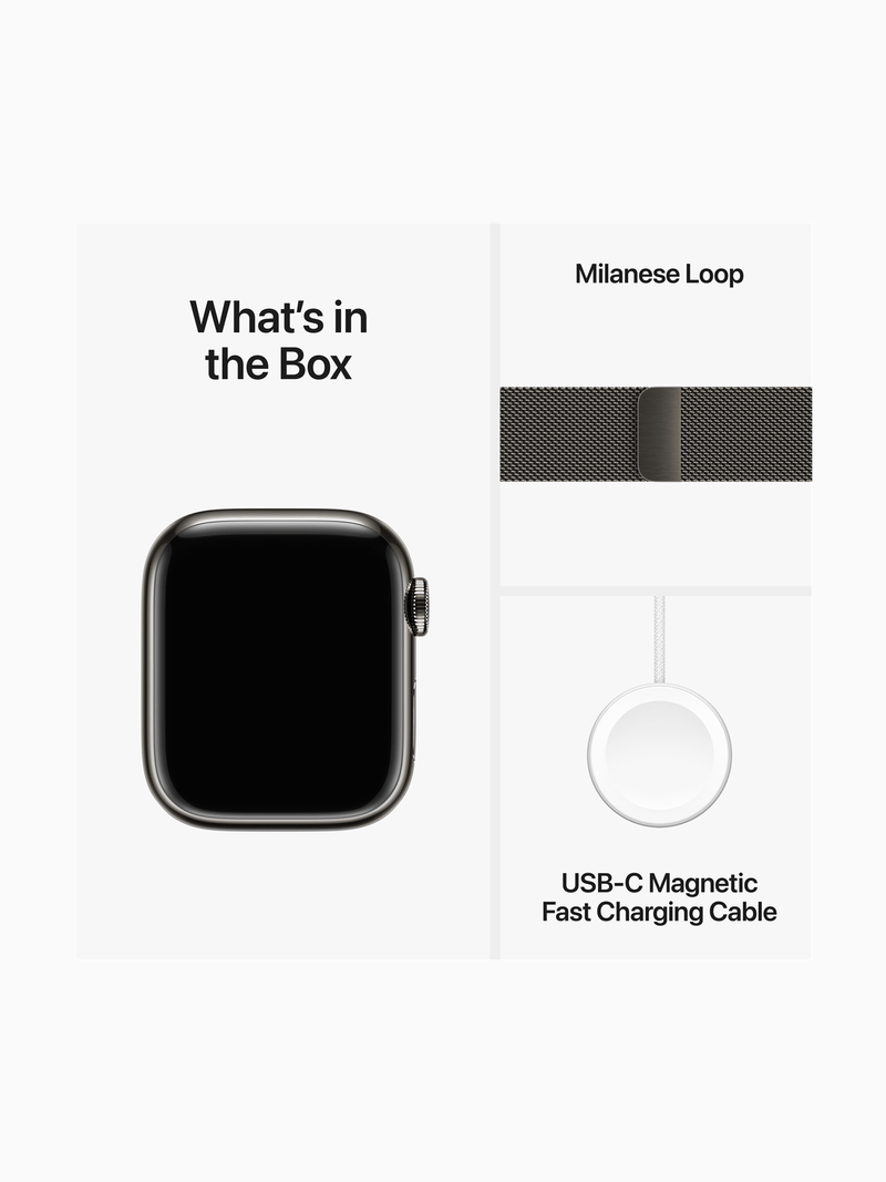 Apple Watch Series 9 GPS + Cellular 41mm Graphite Stainless Steel Case with Graphite Milanese Loop