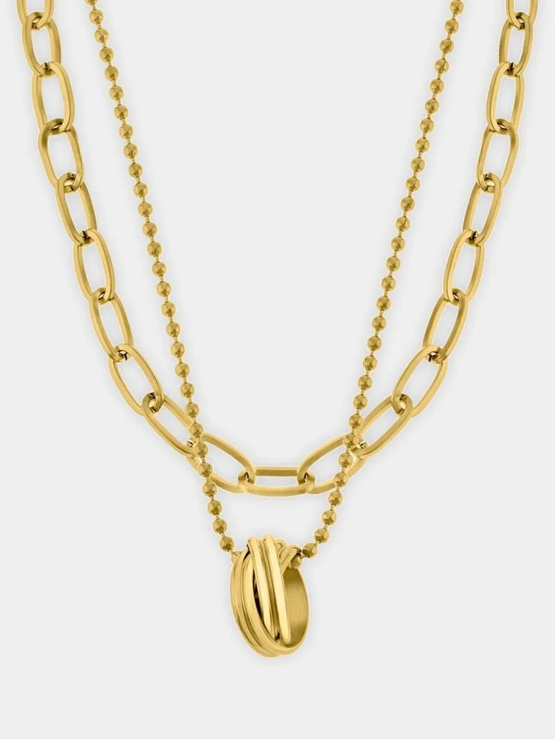 Stainless Steel 18ct Gold Plated Waterproof Chain & Pendant Set