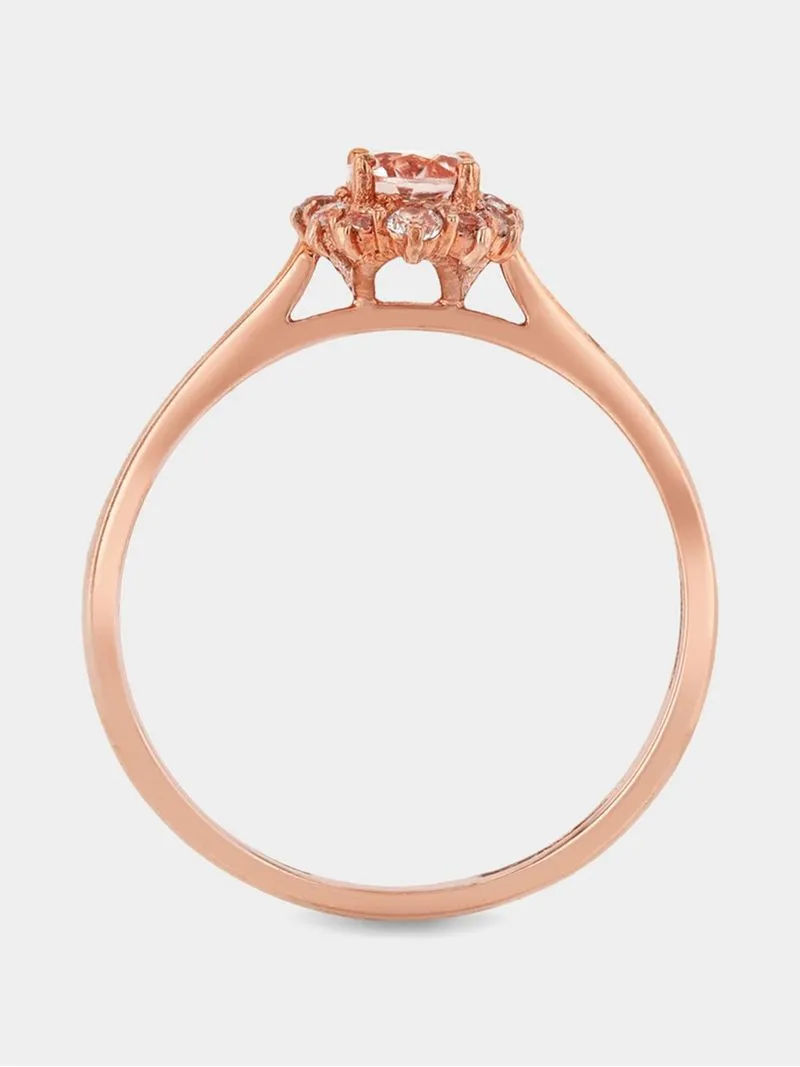 Rose Gold Morganite Delicate Halo Twin Set