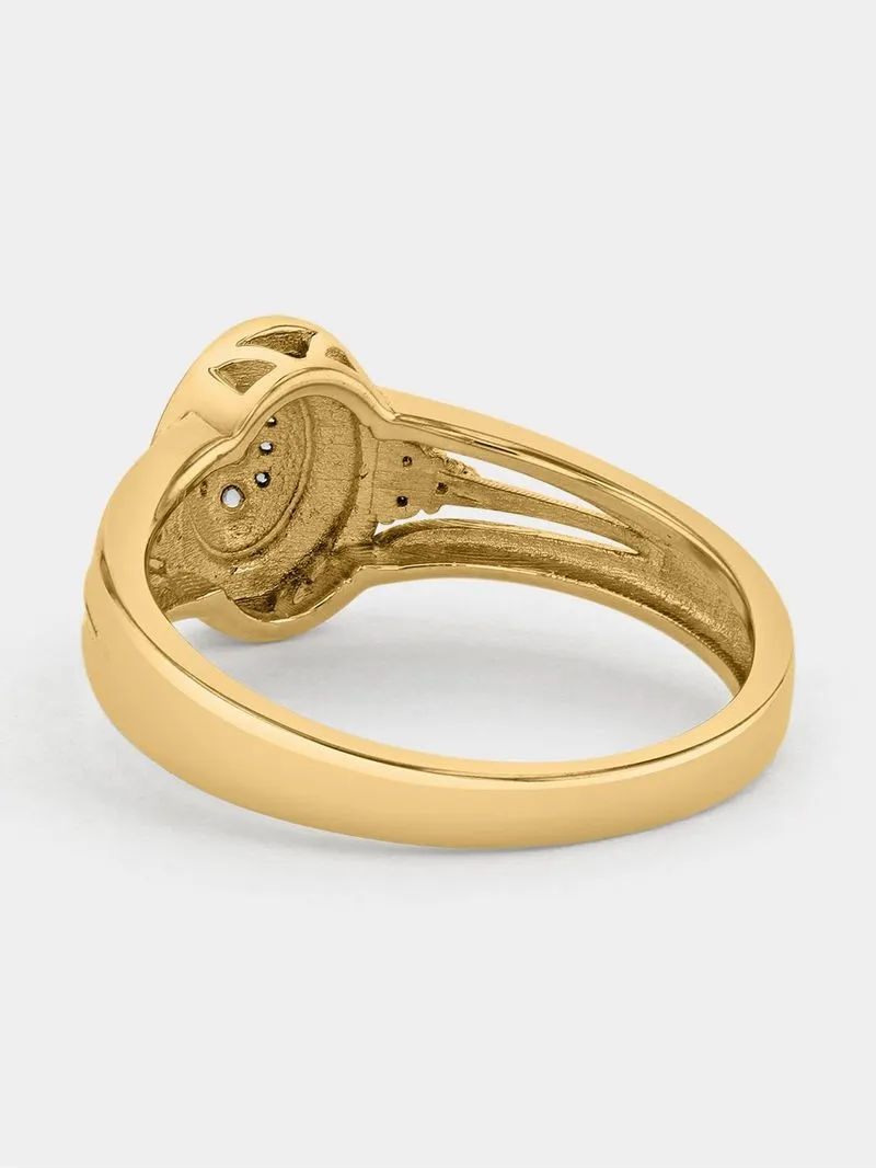Yellow Gold Diamond & Created White Sapphire Oval Halo Ring
