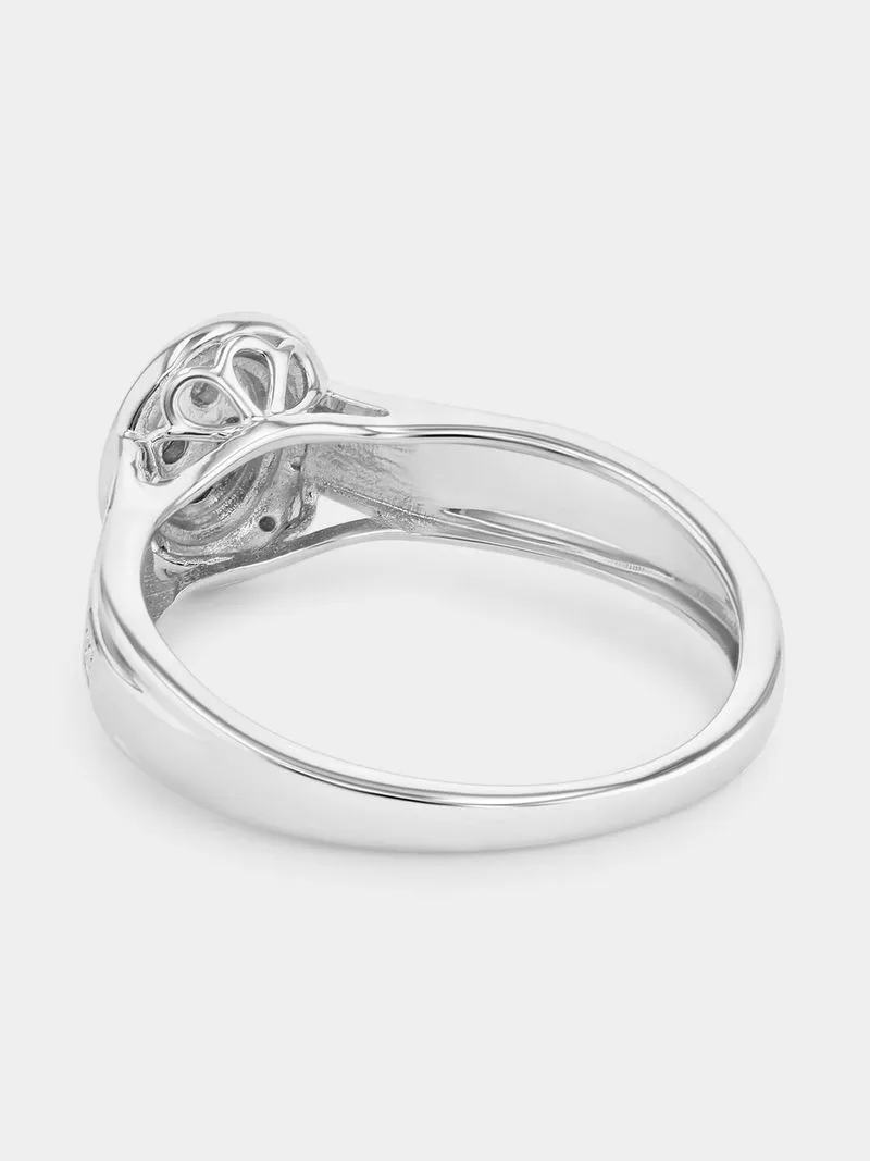 Sterling Silver Lab Grown Diamond Oval Halo Ring