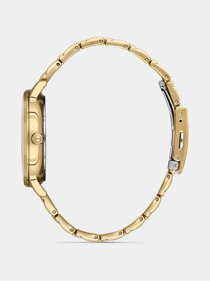 Daniel Klein Gold Plated White Dial Bracelet Watch