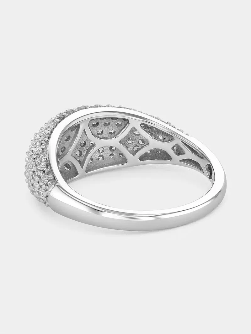 White Gold 1ct Lab Grown Diamond Women’s Pavé Dome Ring