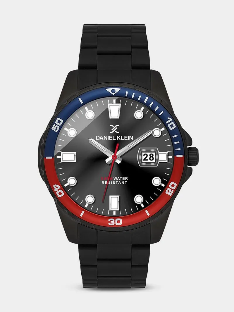 Daniel Klein Black Plated Black Dial Bracelet Watch