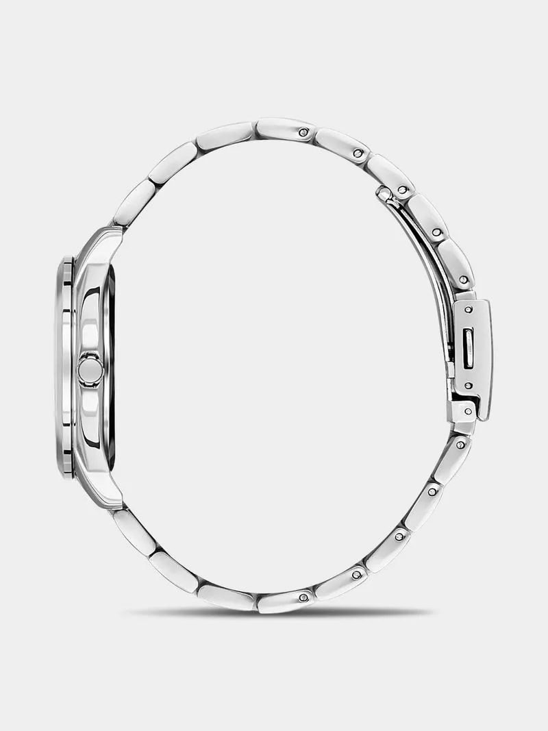 Daniel Klein Silver Plated Green Dial Stainless Steel Bracelet Watch