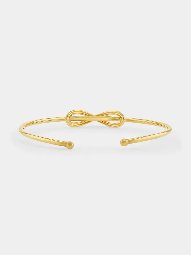 Yellow Gold & Sterling Silver Cubic Zirconia Infinity Cuff Bangle