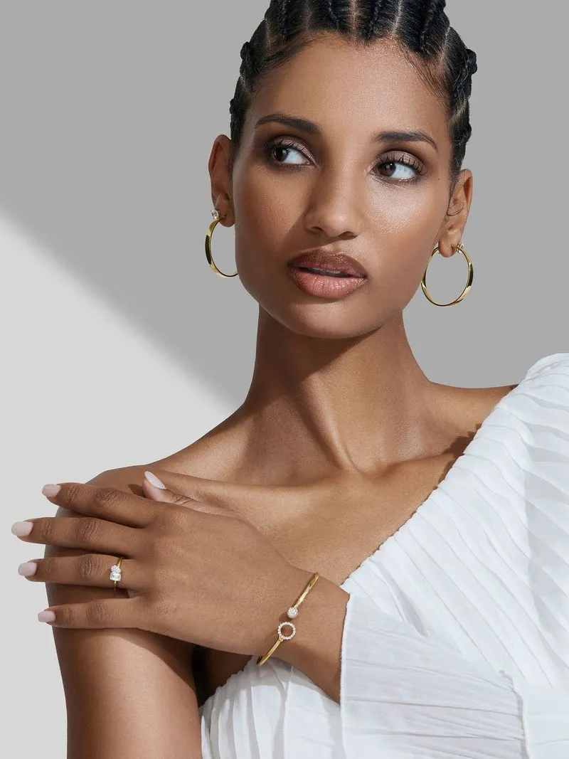 Sterling Silver & 9ct Gold, Cubic Zirconia Bangle