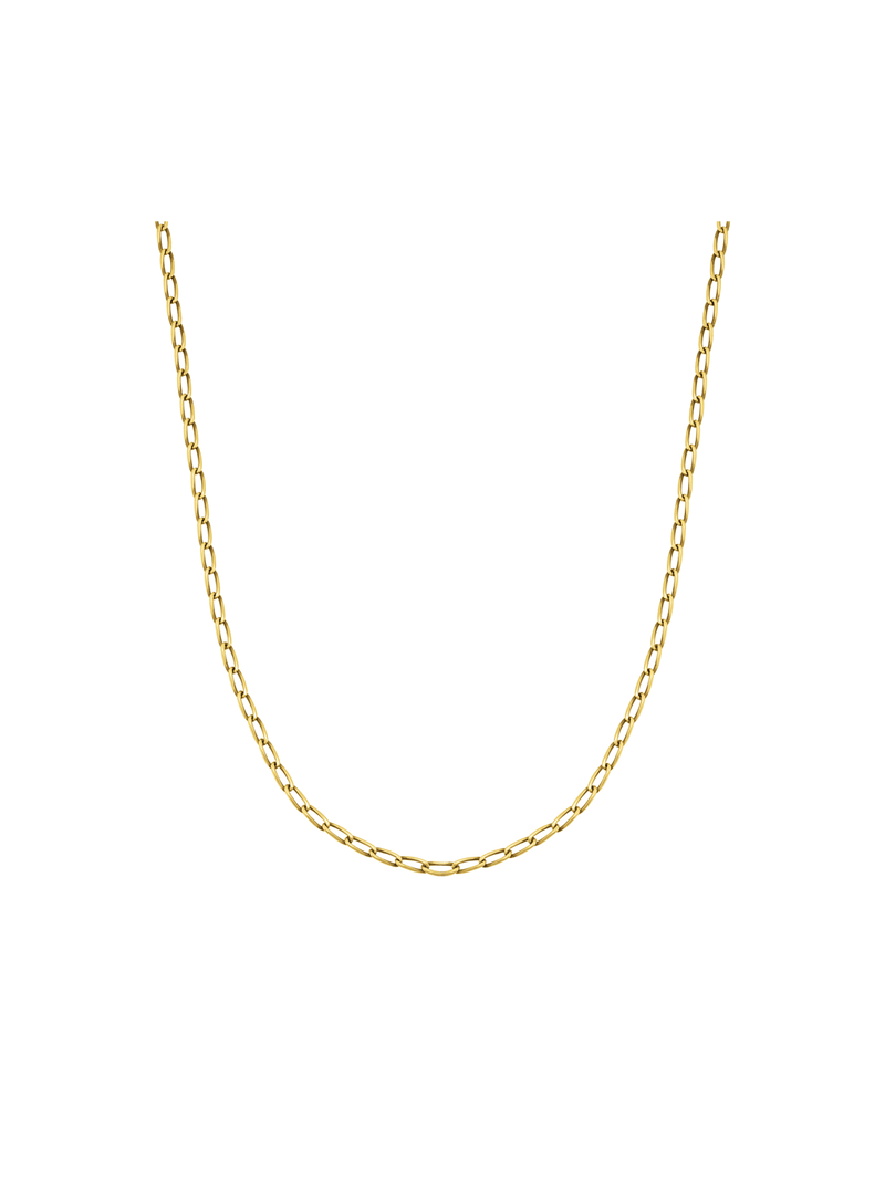 Yellow Gold & Sterling Silver,+-50cm Long Link Curb Chain