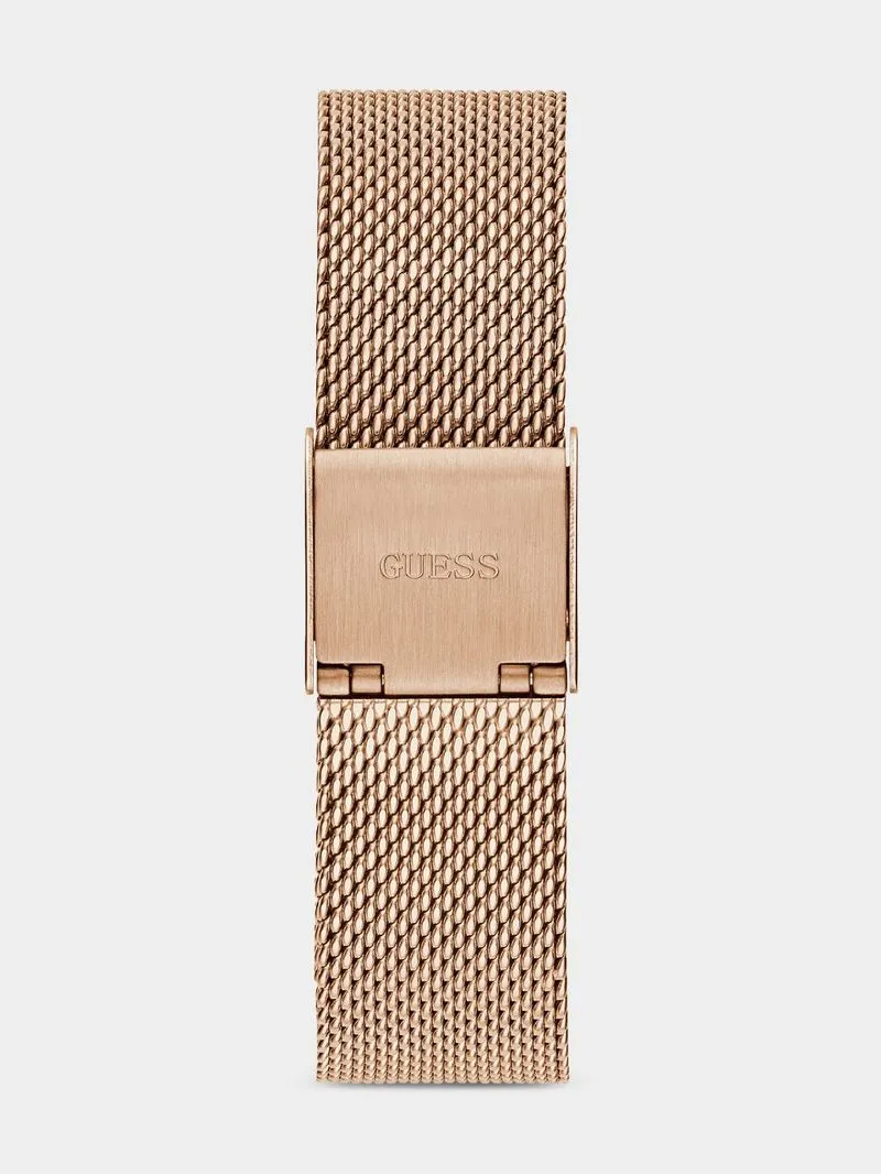 Guess Tapestry Rose Plated Stainless Steel Mesh Watch