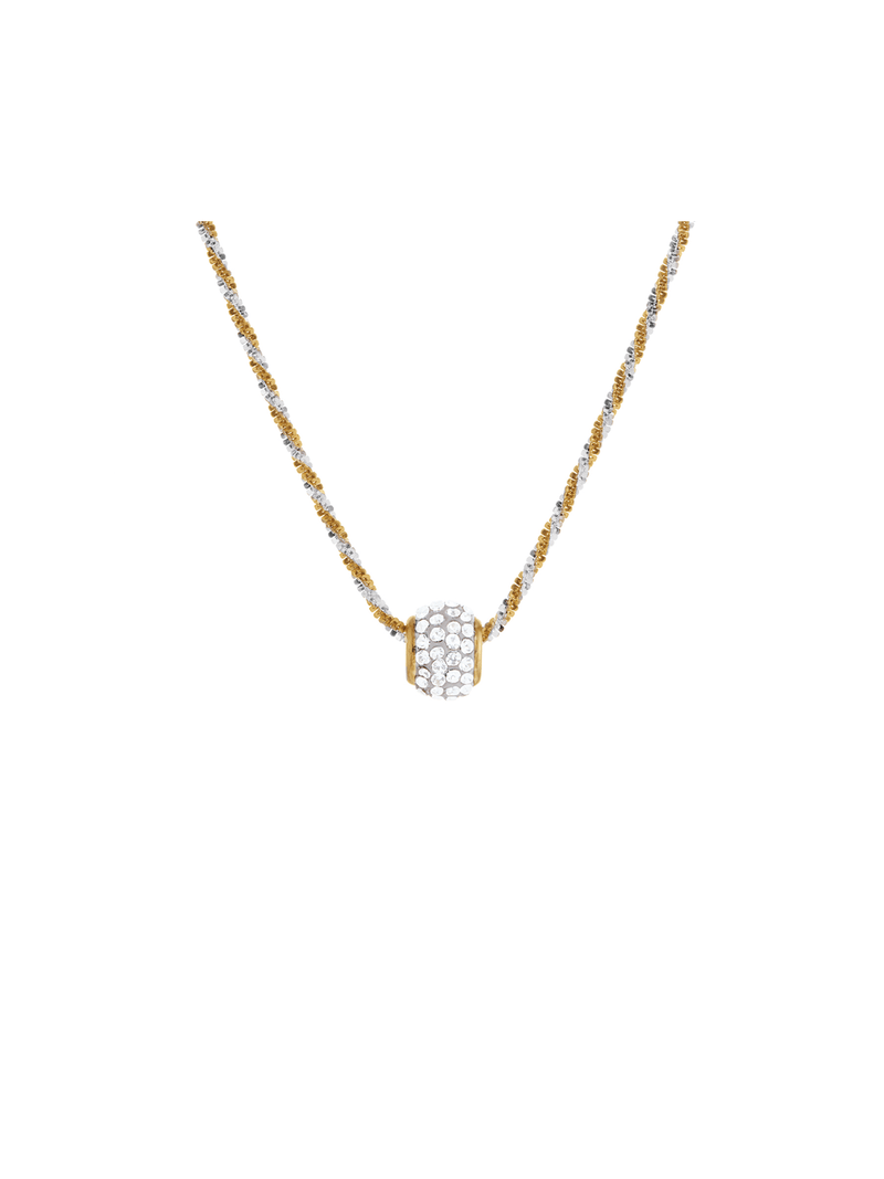 Yellow Gold & Sterling Silver Barrel Pendant on Chain