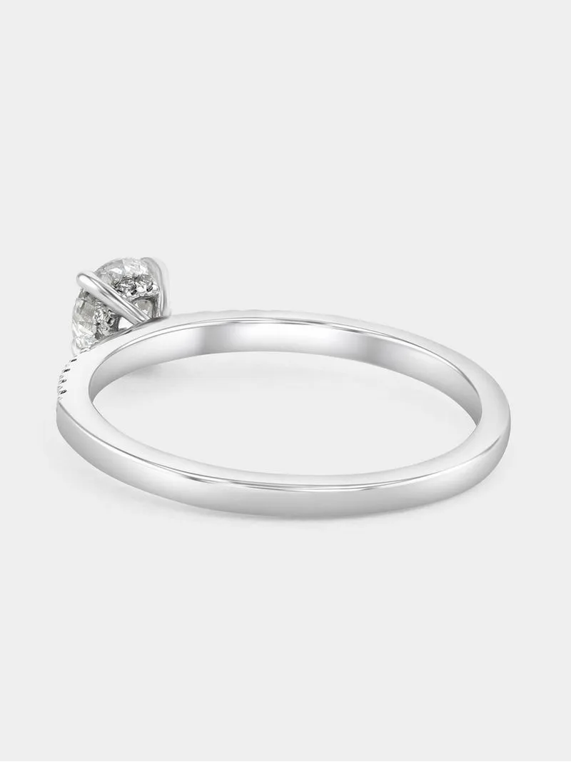 White Gold 0.6ct Lab Grown Diamond Pavé Solitaire Ring