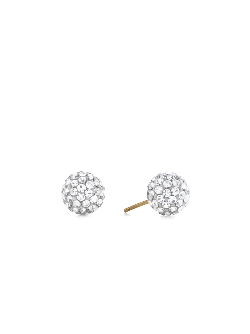 Sterling Silver & Yellow Gold, Crystal +-6mm Ball Stud Earrings